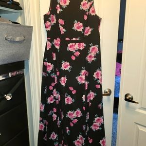 Floor length black floral dress